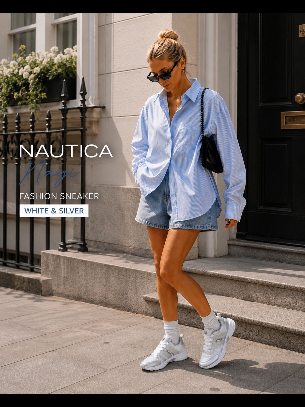 Nautica White & Silver Fashion Sneakers